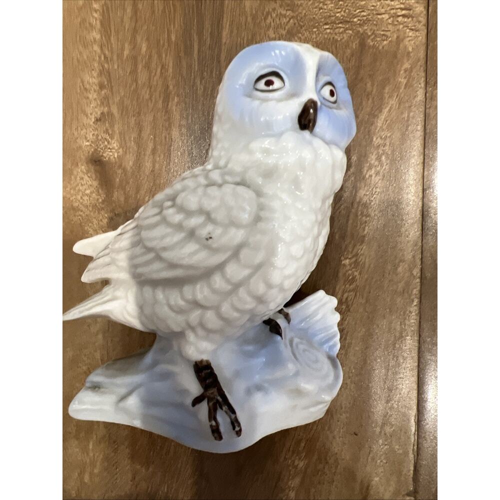 Vintage 4” Porcelain Snow Owl Figurine